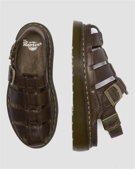 Wrenlie Grizzly Leather Fisherman Sandals In Dark Brown Dr Martens