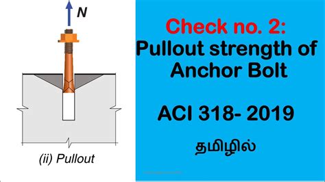 Design Of Anchor Bolt Check2 Pullout Strength Aci 318 19 தமிழில்