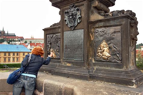 Photo Brass Placques On The Charles Bridge In Prague