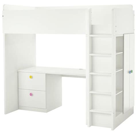 Ikea Twin Size Loft Bed With 2 Drawers2 Doors White 3838626514614