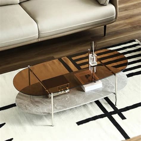 Shrine Round Coffee Table With Glass Top Round Table For Living Room Two Tier 30