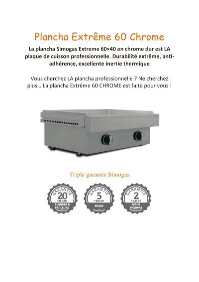 Simogas Plancha Gaz Simogas EXTREME 60 CHROME Fiche Produit