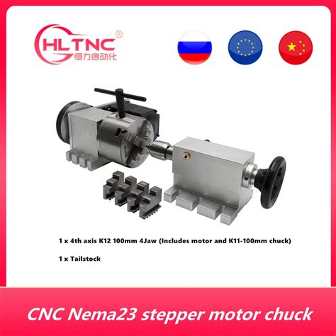 Nema 23 Stepper Motor 6 1 K12 100mm 4 Jaw Chuck 100mm Cnc 4th Axis A