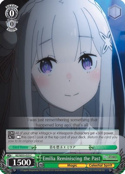 Emilia Reminiscing The Past Re Zero The Frozen Bond Weiss Schwarz