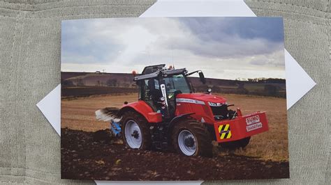 Greetings Card Massey Ferguson Tractor Ploughing Etsy