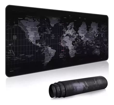 Mouse Pad Gamer Speed Extra Grande 80x30 Mapa Mundi Preto