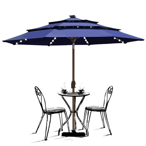 Elite Sunbrella Solar Ft Tiers Market Umbrella With Led Lights