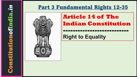 Article 14 Of Indian Constitution Right To Equality