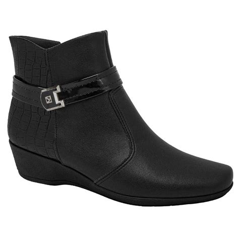 Bota Feminina Anabela Médio Fivela Preto Piccadilly Karina Calçados