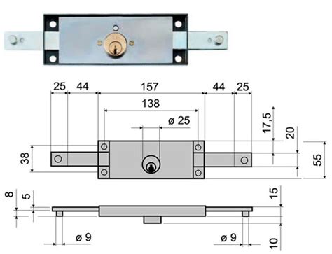 Serrure de rideau métallique horizontal à cylindre rond Ø 25 mm Leroy