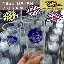 Jual Sablon Gelas Cup Plastik Oval 8 Gram PP Cup 16 OZ CETAK 1