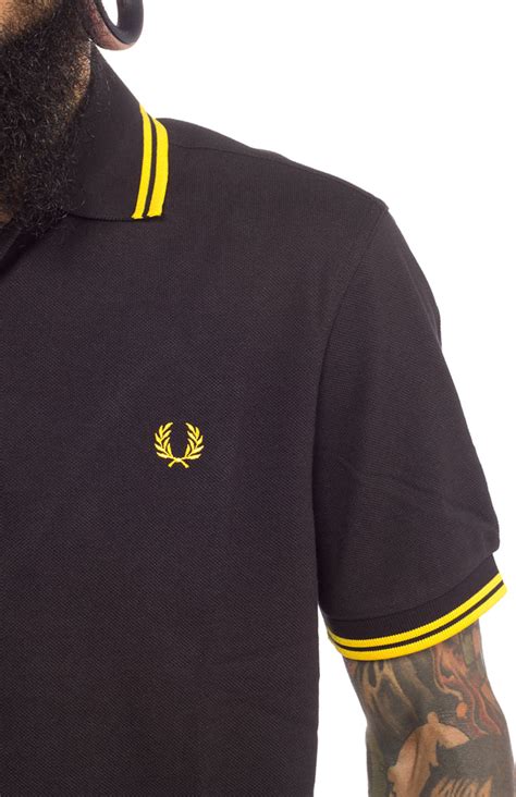 Fred Perry Polo Black Yellow Clearance