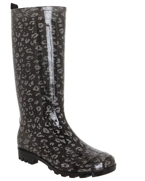 Capelli New York Shiny Glitter Printed Leopard Jelly Rain Boot Continue To The Product At The