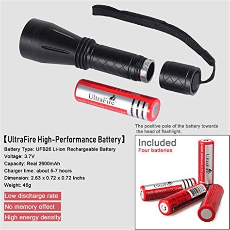 Ultrafire 18650 Led Flashlight Single Mode 1000 Lumen Super Bright Tactical Flashlights With 4