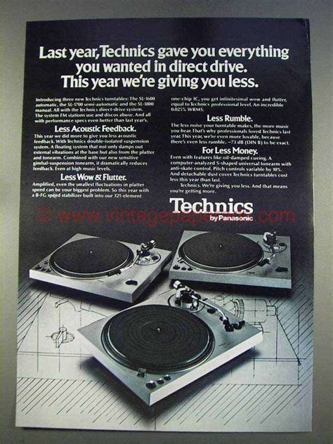 1977 Panasonic Technics Turntable Ad - SL-1700 SL-1800