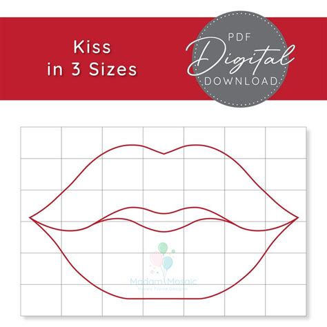 Kiss Lips Digital Mosaic Template Lip Shapes Templates Printable