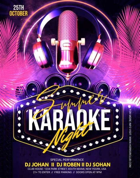 summer karaoke night | Karaoke, Dance poster, Poster template