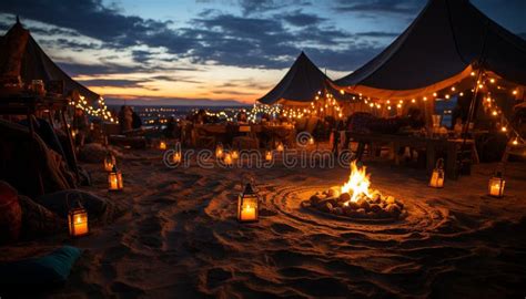 A Glowing Candle Illuminates The Dark Night During A Celebration