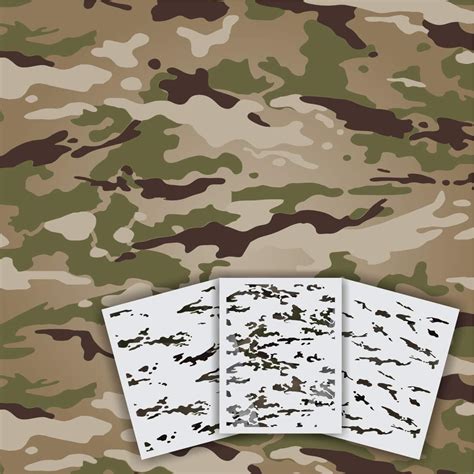 Redleg Camo OCP 9x12 3-Piece Camo Stencil Kit - Scorpion W2 Army Airbrush