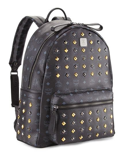 Mcm Stark Studded Large Backpack Black