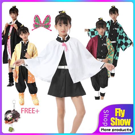 Fantasia Infantil Estilo Demon Slayer Kimetsu No Yaiba Cosplay Set