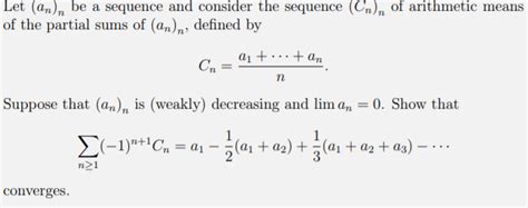 Solved Let An Be A Sequence And Consider The Sequence Chegg