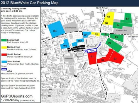 Bandw Game Parking Map Inside Penn State Football Parking Map Printable Map