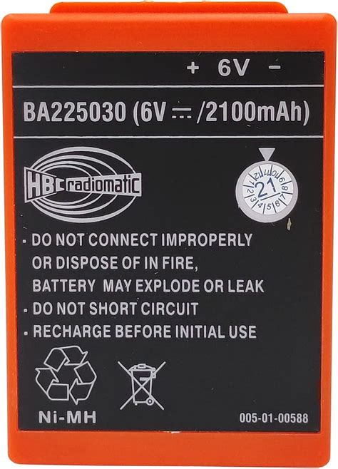 6V 2100mAh BA225030 Ni Mh Batería recargable HBC Batería radiomática