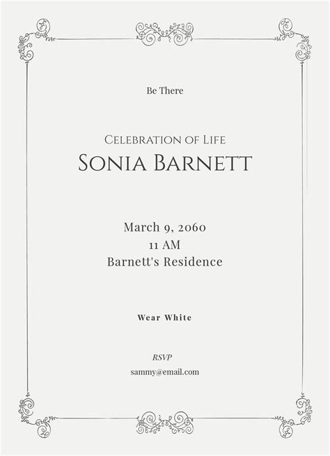 Celebration Of Life Invitation Free Template - prntbl ...