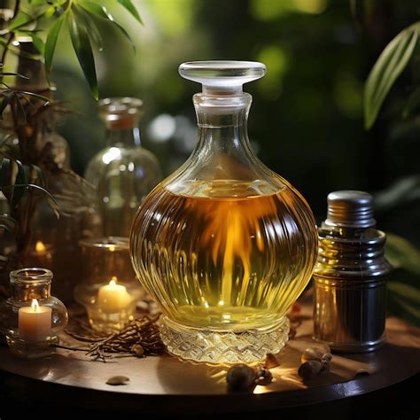 Premium Ai Image A Bottle Of Olive Oil Sits On A Table With Candles