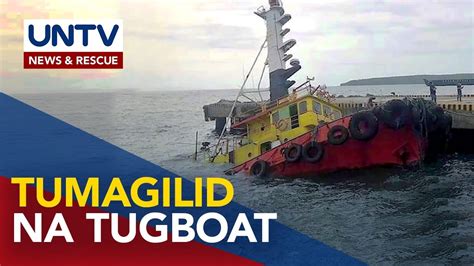 Tumagilid Na Tugboat Nagdulot Ng Oil Spill Sa Dagat Ng San Juan