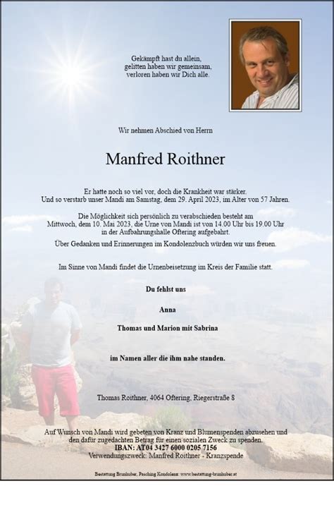 Manfred Roithner Bestattung Brunhuber