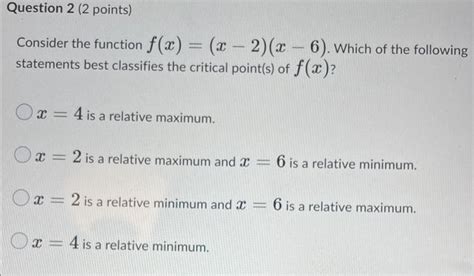 Solved Consider The Function F X X2 X6 Which Of The Chegg