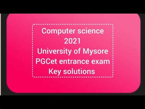 Mou Pgcet Entrance Exam Computer Science Questions Paper Key Answers