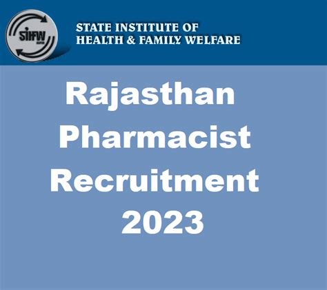 Rajasthan Pharmacist Recruitment Application Form Date