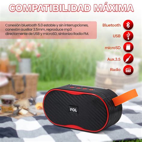 D S Bocina Port Til Bluetooth Recargable Con Antena Fol M Xico