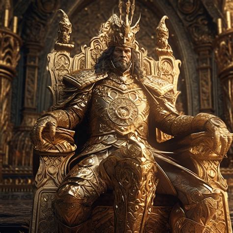 Premium Ai Image A Statue Of A Man Sitting On A Throne With A Gold