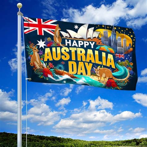 Happy Australia Day Flag Kangaroo 26th January Patriotic Flag Gifts Fo ...