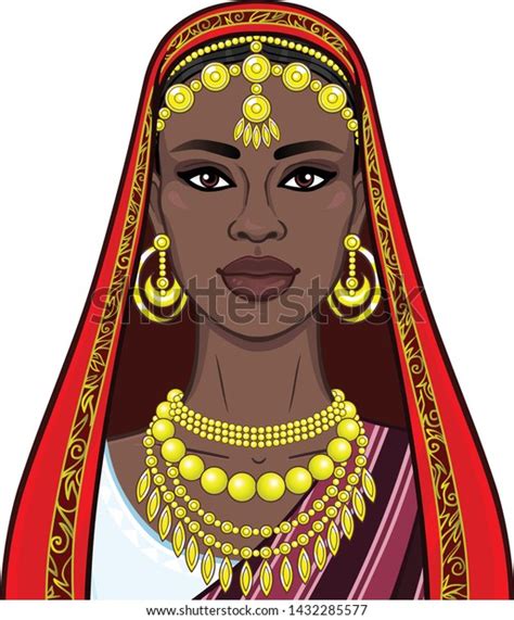 African Beauty Animation Portrait Beautiful Black Stock Vector Royalty Free 1432285577