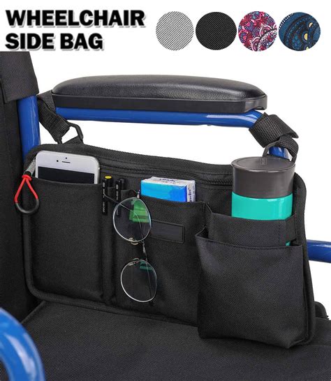 Odomy Wheelchair Side Bag Portable Armrest Pouch Organizer Bag Stroller Hanging Bag Large