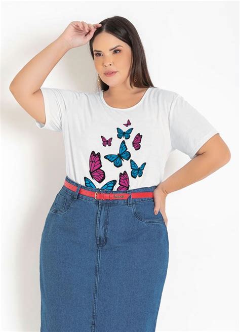 Blusa Branca Estampa Plus Size Marguerite