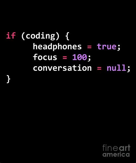 Funny Joke Programming If Coding Headphones Focus Design Drawing By