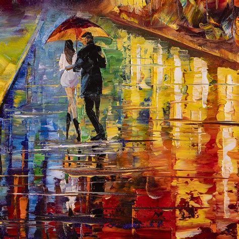 Rainy Night Landscape Oil Painting Textured Palette Knife Original ...