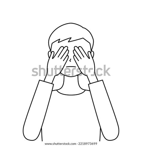 Illustration Man Covering His Eyes Both Stock Vector Royalty Free