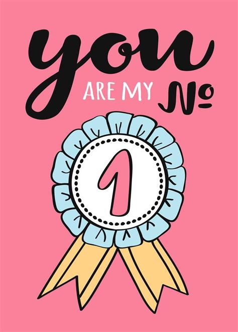 Hand Written Lettering You Are My Number One For Valentines Day Card