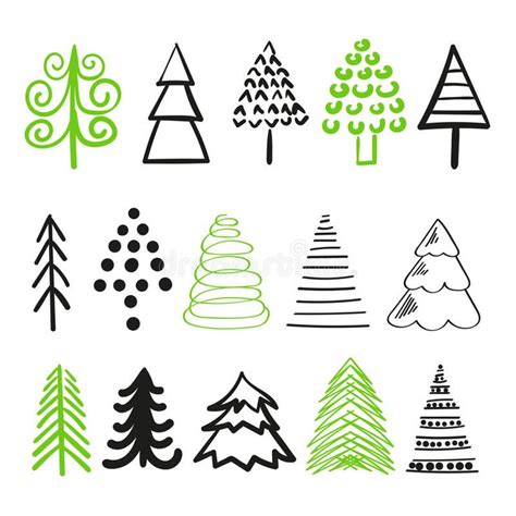 Set Of Doodle Christmas Trees Royalty Free Illustration