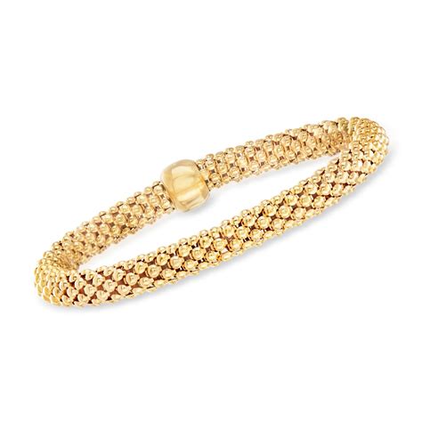 Italian 18kt Gold Over Sterling Popcorn Link Stretch Bracelet Ross Simons