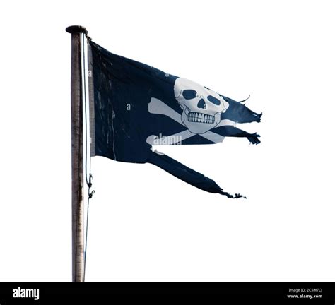 Jolly Roger pirate flag isolated on white Stock Photo - Alamy