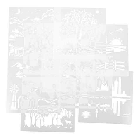 9 Sheets Landscape Painting Template DIY Stencils Gift for Christmas ...