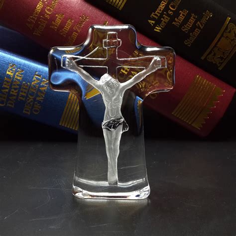 Standing Optical Crystal Crucifix 3d Cross Christian Decoration